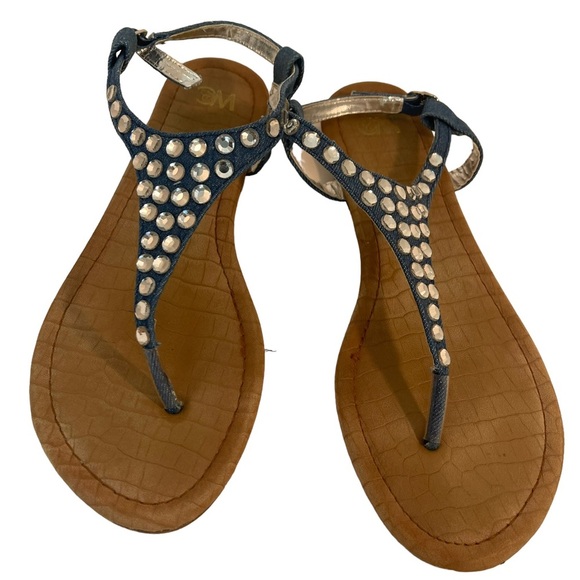 CM Blue Denim Crystal Keystone Thong Sandal Size 10M - Picture 3 of 6